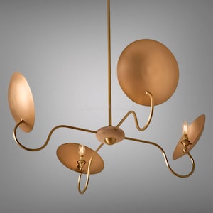 Stilnovo Style Brass Chandelier: Mid-Century Modern Sputnik Lighting