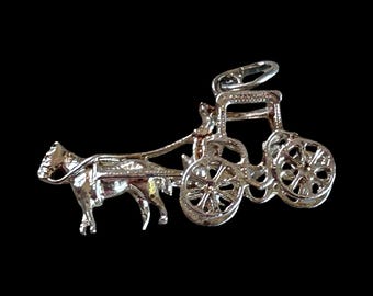 Pendentif Calèche Ancien En Argent Massif - Bijou Vintage Charmant