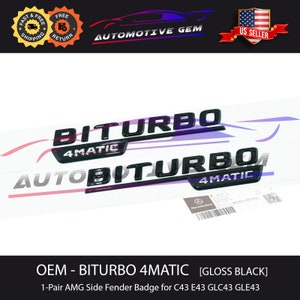 OEM BITURBO 4MATIC Fender AMG Emblem Black Mercedes for C43 E43 GLC43 GLE43