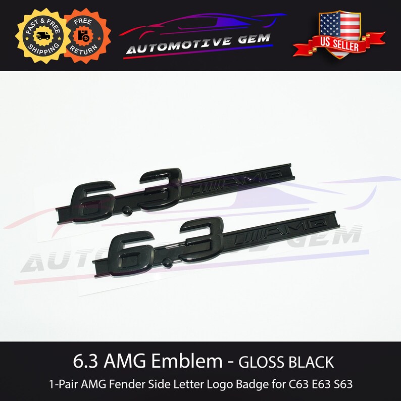 V12 BITURBO AMG Fender Badge - Gloss Black Logo Emblem For Mercedes-Benz CL65, S63, S65, G65