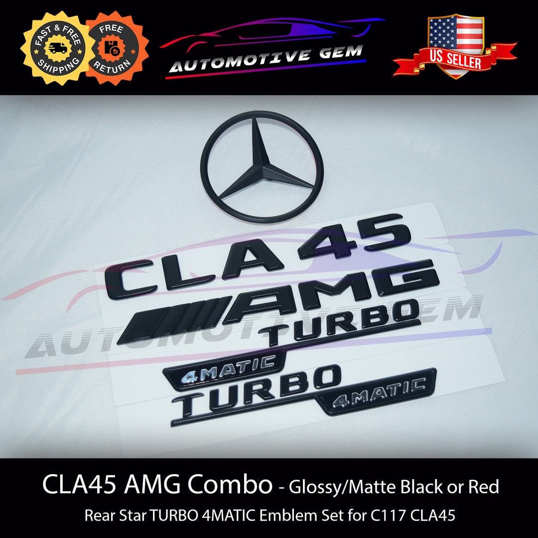 CLA45 AMG TURBO 4MATIC Rear Trunk Star Emblem Black Badge Logo Combo ...