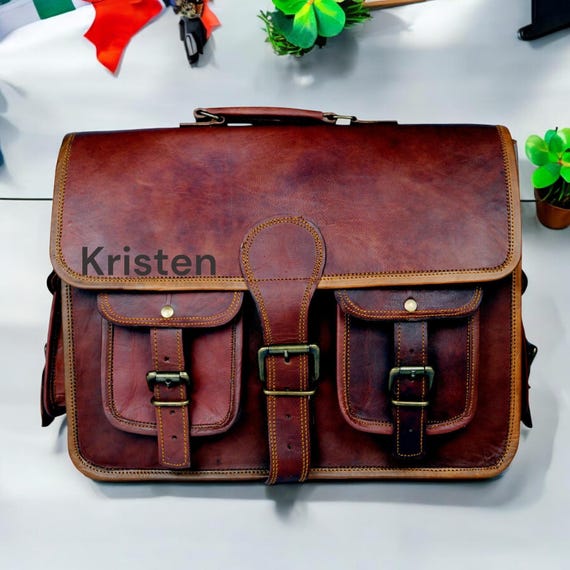 Leather Monogrammed Messenger Bag Messenger Bag Personalized