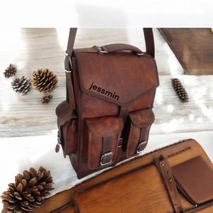 Brown Vintage Leather Backpack, Personalized Laptop Messenger, Convertible Leather Backpack, Unisex Handmade Office Briefcase, Travel Bag