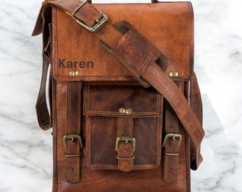 Full Grain Leather Messenger Bag, Rustic Satchel, Handmade Shoulder Bag, Personalized Gift