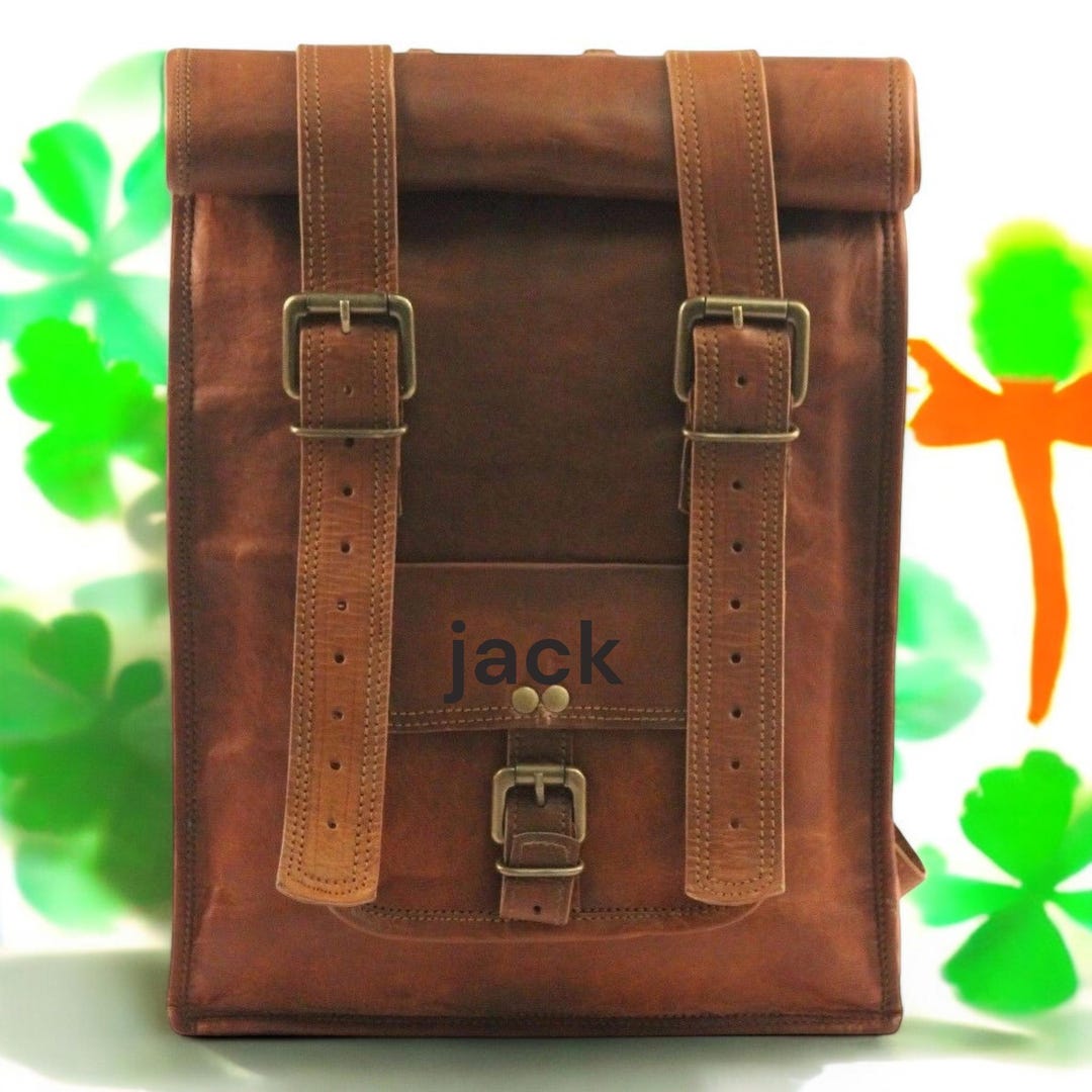 Handmade Leather Roll Top Backpack, Vintage Office Rucksack ...