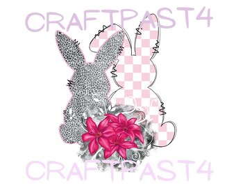 Lapin léopard avec lapin rose à carreaux chemise Png sac fourre-tout tasse à café sous-bock