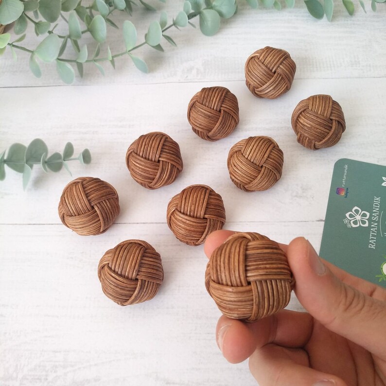 Dark Oak Rattan Handle Rattan Knob Wicker Drawer Knobs Etsy