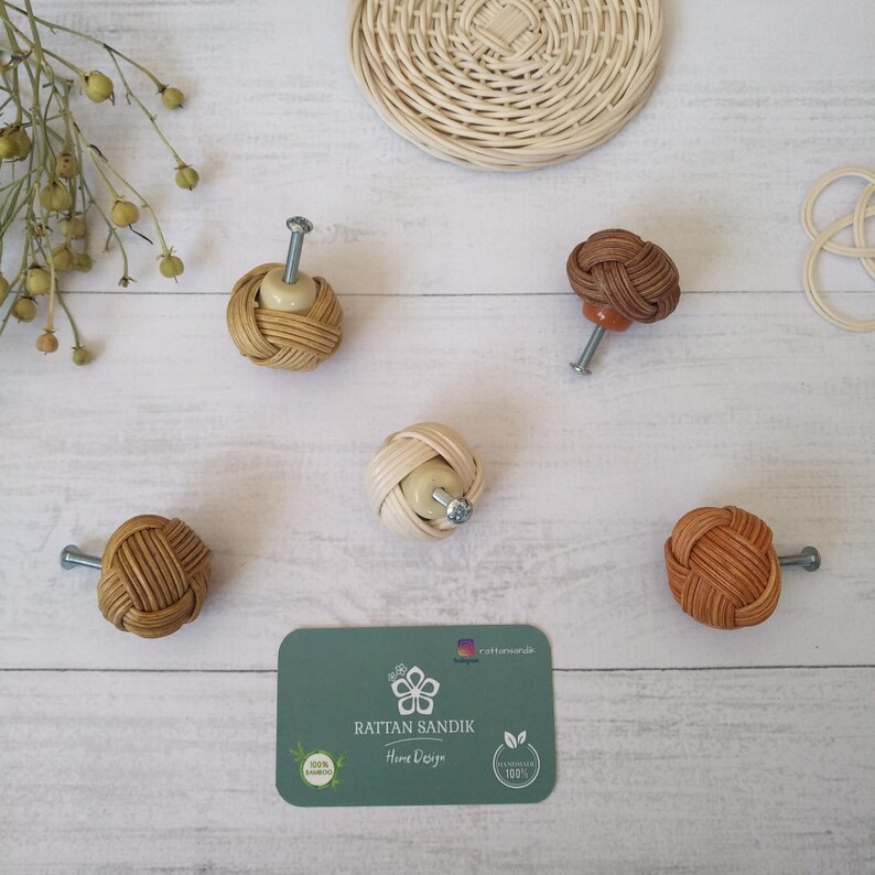 Wicker Bamboo Rattan Handle Drawer Knob Dresser Handle Etsy