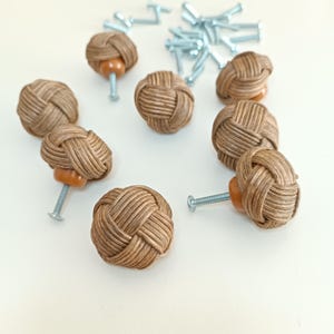 Dark Oak Rattan Handle, Rattan Knob Wicker Drawer knobs, Natural Boho Knob, Drawer Knob, Dresser Handle, Cabinet Pull, Nursery Home Decor