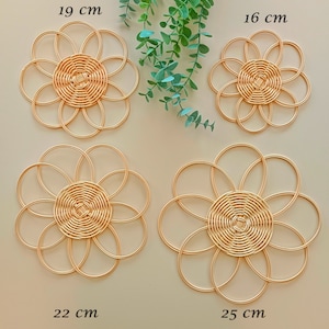 Boho Wall Hangings, Rattan Wall Flower, Handmade Rattan Decor, Boho Nursery Room, Daisy Flower Decor, Wicker Wall Decor, Rattan Shelf Decor