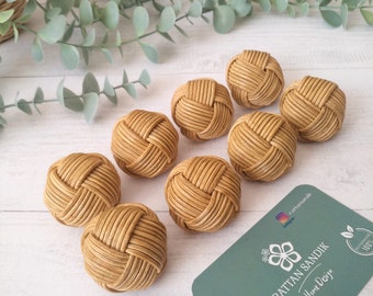 Handmade Rattan Furniture Knobs – Natural Bamboo Drawer Handle