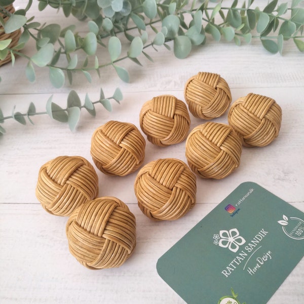 Beige Rattan Handle, Rattan Knob Wicker Drawer knobs, Natural Boho Knob, Drawer Knob, Dresser Handle, Cabinet Pull Knobs, Nursery Home Decor