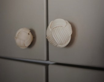 Bouton de tiroir de chambre d'enfant bohème naturel en rotin style bambou, poignée en osier de rotin pour armoires