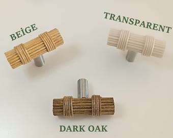 Boho Rattan Knobs, Bamboo Wicker Drawer Pulls for Drawers, Natural Cabinet Handles, Wardrobe Knob