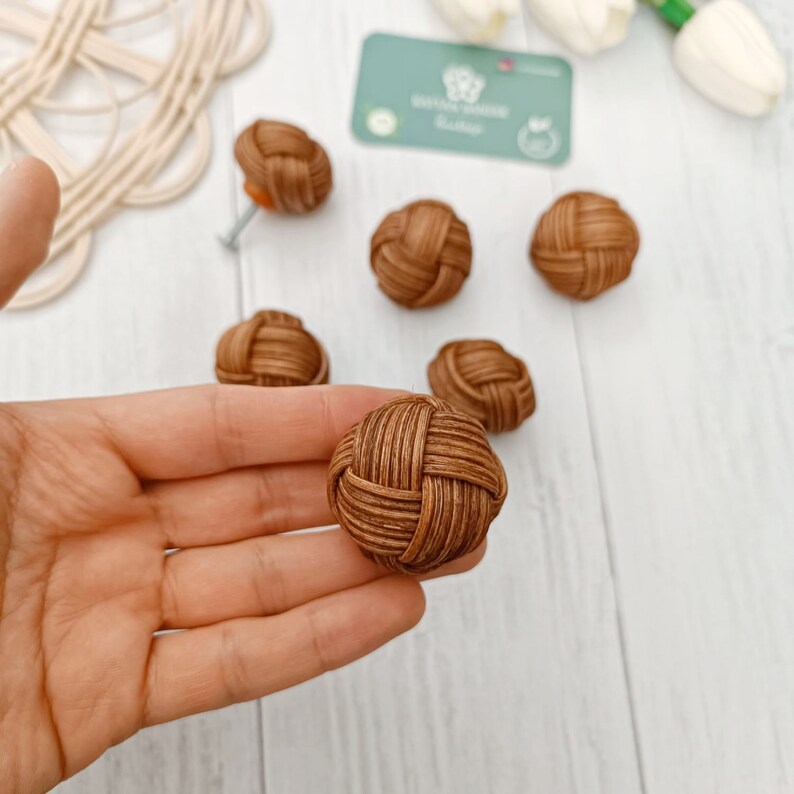 Dark Oak Rattan Handle Rattan Knob Wicker Drawer Knobs Etsy