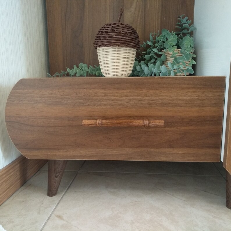 Boho Rod Drawer Pull Dark Oak Rattan Handle Wicker Drawer Etsy