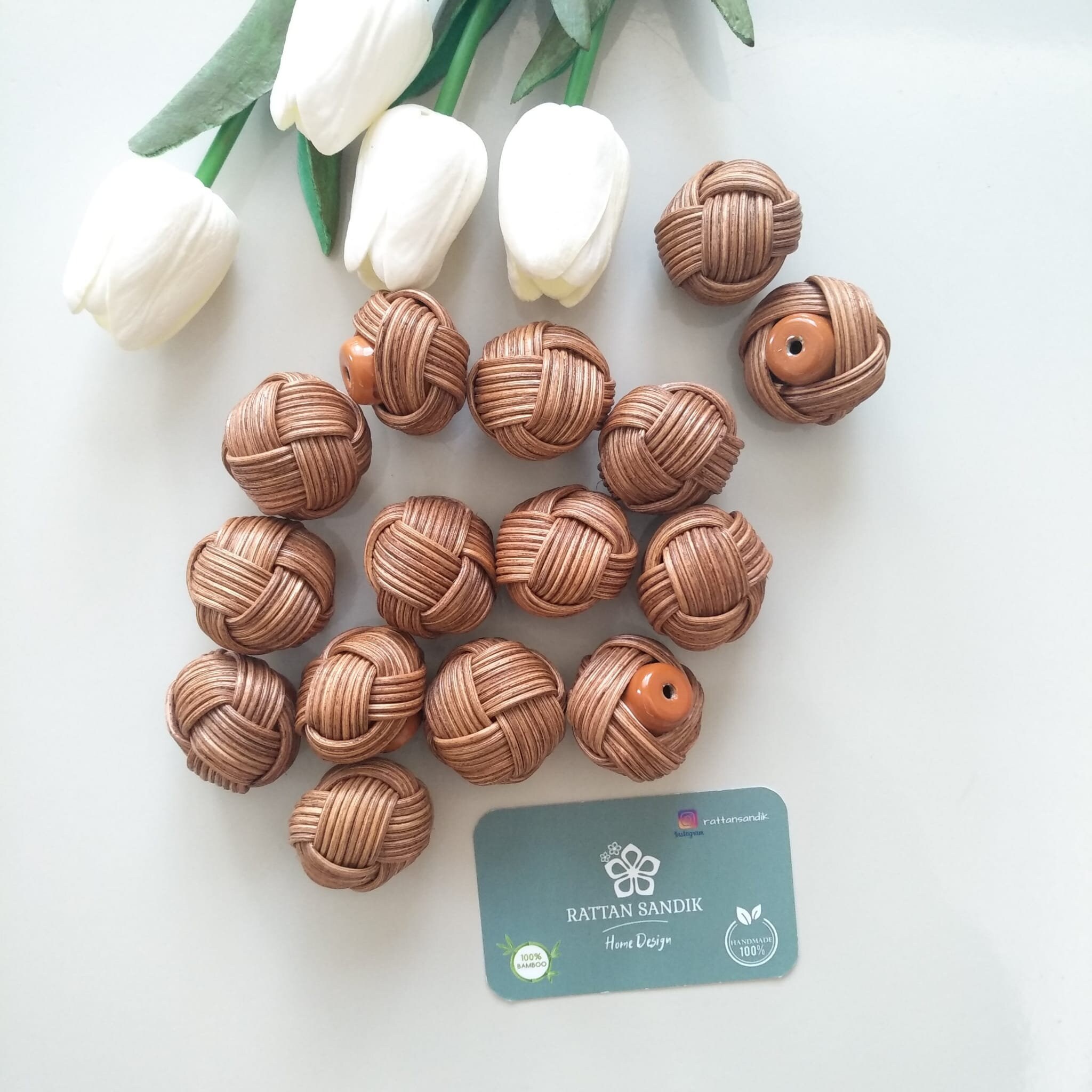 Dark Oak Rattan Handle Rattan Knob Wicker Drawer Knobs Etsy