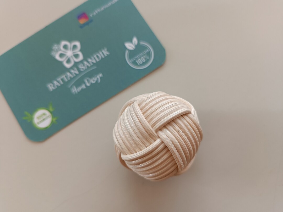 Wicker Bamboo Rattan Handle Drawer Knobs Natural Boho Knob Etsy