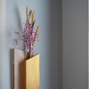 Slim Hanging Bud Vase with Geometric Design Mid Century Bauhaus Wall Decor for Stylish Home Interiors Handmade Wooden Easter Gift