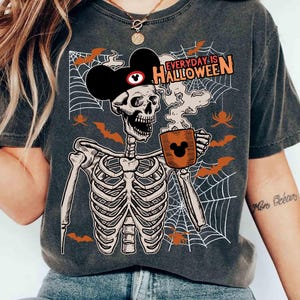 Mickey Skeleton Coffee Shirt, Vintage Disney Skeleton Sweatshirt, Disney Pumpkin Halloween Matching Tee Disneyland Stay Spooky Family Trip