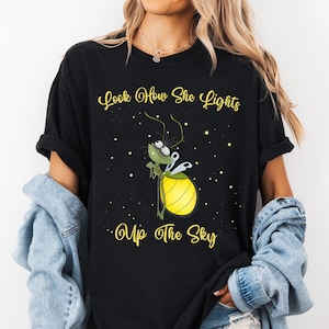 Disney The Princess and The Frog Look How She Lights Up The Sky Shirt, Tiana&#39;s Bayou Adventure Shirt, Ray Firefly T-Shirt, Magic Kingdom Tee