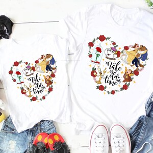 Disney Floral Tale As Old As Time Beauty and The Beast Shirt, Disney Belle Beast Chip Mrs Pott Shirt, Disneyland Family Matching Shirt