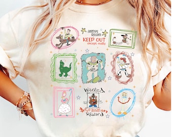 Disney Toy Story Characters Art Shirt, Woody Buzz Lightyear Jessie Slinky Rex Bo Peep Forky Mr. Potato Shirt, Disneyland Family Trip Shirt