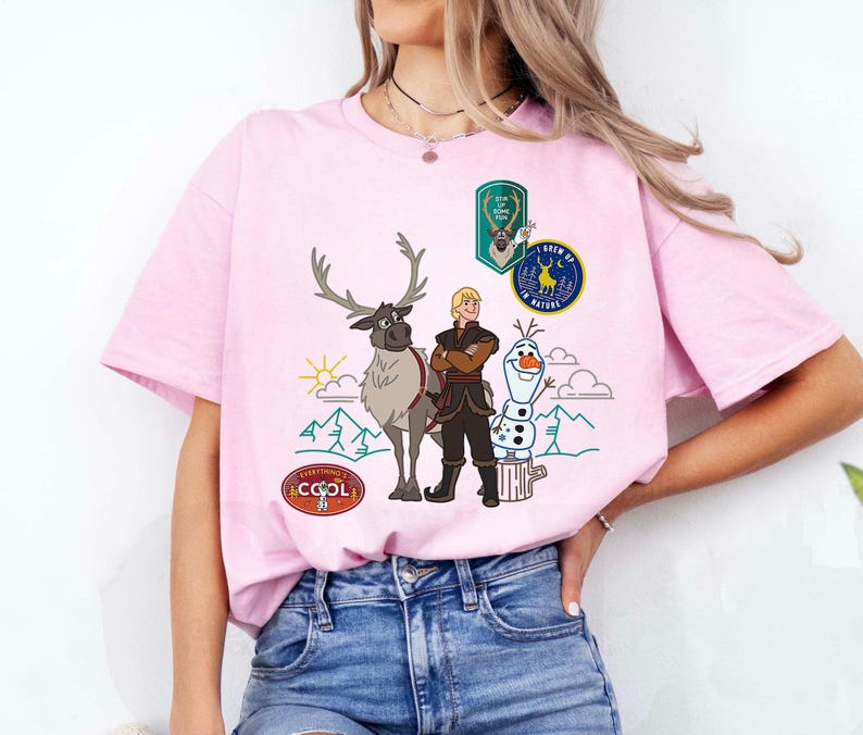 Disney Frozen 2 Olaf, Sven, and Kristoff Patches Shirt, Frozen Olaf Sven Kristoff Shirt, Disneyland Family Trip Shirt, Walt Disney World Tee image 2