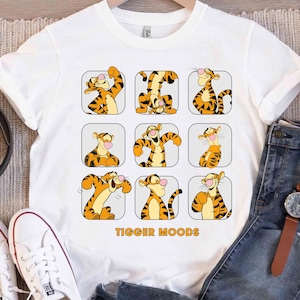 Disney Tigger Moods T-Shirt, Cute Tigger Emotions Winnie The Pooh Shirt, Disneyland Family Vacation Shirt,Disney Matching Birthday Gifts
