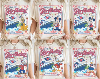 Personalized Disney Birthday Cruise Shirt, Mickey and Friends Family Birthday Tee, Birthday Girl Boy Matching Disney Cruise Vacation Shirts