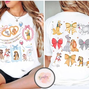 Disney Watercolor Coquette Bows Dogs Shirt, Disney Slinky Pluto Lady and Tramp Life Is Better With Dogs Shirt, Disneyland Family Trip Shirt