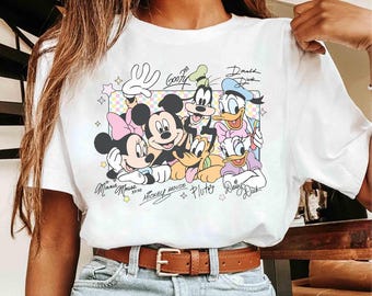 Retro Pastel Mickey And Friends Comfort Colors Shirt, Disney Characters Tee, Magic Kingdom Tee, Mickey Minnie Donald Goofy Daisy Pluto Shirt