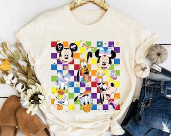 Disney Mickey And Friends LGBT Pride Checkerboard T-shirt, WDW Disneyland Gay Days Tee, Rainbow Pride Lesbian Gay Shirt, Pride Month 2026