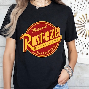 Disney Pixar Cars 2 Rust-Eze Ointment Logo Graphic T-Shirt, Disneyland Family Vacation Trip Shirt, Disney World Matching Birthday Gifts