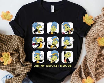 Disney Jiminy Cricket Moods T-Shirt, Disney Pinocchio Shirt, Magic Kingdom, Disneyland Family Vacation Shirt, Disney Matching Birthday Gifts