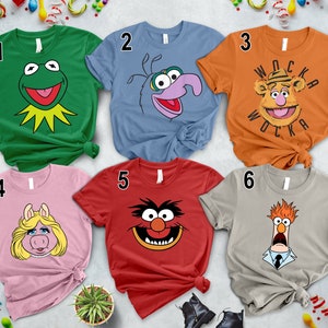 Camiseta de disfraz de Halloween con cara grande de los personajes de Los Muppets de Disney, camiseta de vacaciones familiares de Disneyland, regalo de cumpleaños a juego de Disney World