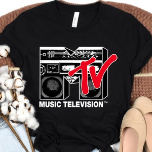 MTV Logo Rot Boombox Grafik-T-Shirt, MTV Logo Shirt, passendes Disneyland Familienurlaub Shirt, Disney passende Geburtstagsgeschenke