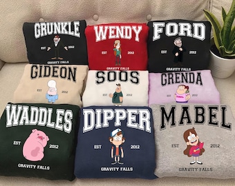 Disney Channel est. 2012 Gravity Falls anpassad retro-tröja Robbie-tröja, Gravity Falls-tröja med alla karaktärer, Disneyland-matchande familjetröja