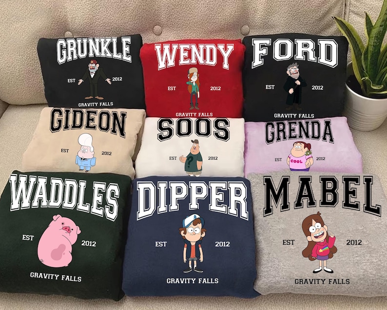 Disney Channel Est 2012 Gravity Falls Custom Retro Shirt Robbie Shirt, Gravity Falls Full Characters Tee, Disneyland Family Matching Shirt image 1