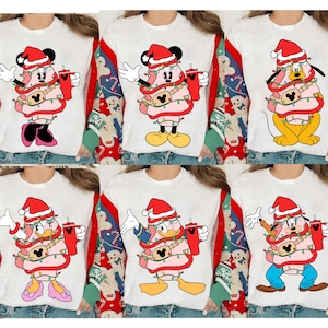 Retro Disney Mickey and Friends Christmas Tree Cake Shirt, Mickey and Friends Christmas Lights Shirt, Disneyland Christmas Matching Shirt