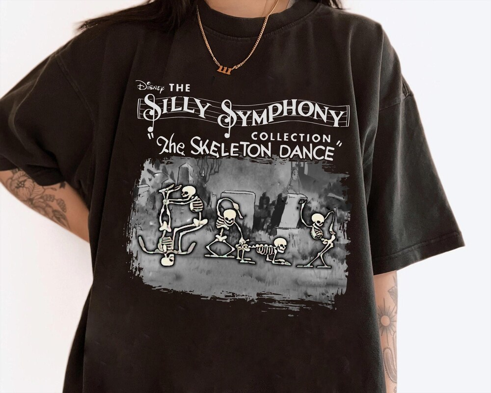 Shirtless Style Disney Silly Symphony Skeleton Dance Funny Shirt, Disney Mickey'S Not So Scary Party Tee, Disneyland Vacation Halloween Family Shirt