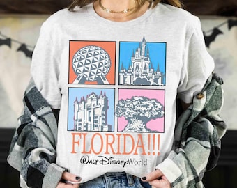 Koszulka vintage Disney World Florida Four Parks, koszulka Epcot Castle Tower Tree Icons, koszulka Magic Kingdom, koszulka WDW Family Matching Trip 2026