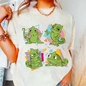 Retro 90s Style Funny Pascal Shirt, Disney Rapunzel Pascal Cute Pose Shirt, Disneyland Family Vacation Shirt, Disney Matching Birthday Gifts