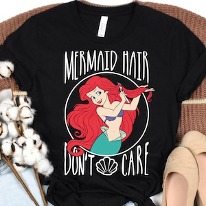 ディズニー リトルマーメイド アリエル マーメイド ヘア ドント ケア Tシャツ、ディズニーランド ファミリー バケーション トリップ シャツ、ウォルト ディズニー ワールド お揃いの誕生日プレゼント
