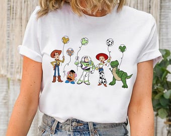 Disney Toy Story Freunde Gruppe Micky Ballon Shirt, Magic Kingdom Shirt, Disneyland Familienurlaub Shirt, passende Geburtstagsgeschenke