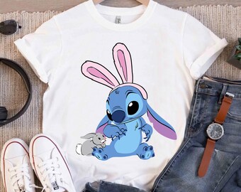 Disney Lilo and Stitch T-Shirt, Disney Stitch With Easter Bunny Shirt, Disneyland Family Vacation Trip Shirt, Disney World Matching Shirt