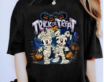 Camiseta de Halloween de Mickey y Minnie de Disney, camiseta de disfraz de pareja de Halloween de Disney, camisetas a juego de Mickey's Not So Scary Disneyland