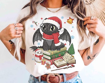 Vintage Toothless Santa Christmas T-Shirt, Epic Universe Toothless Christmas Shirt, Night Fury Xmas Tee, How To Train Your Dragon Shirt