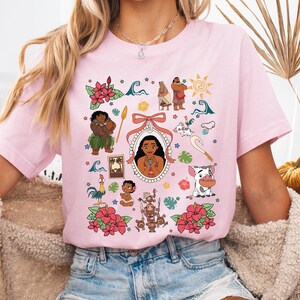 Maglietta Coquette Bows Moana, Maglietta Disney Moana, Maglietta Disney Maui Moana Hei Hei e Pua, Animal Kingdom, Maglietta coordinata per la famiglia per il viaggio a Disneyland immagine 4