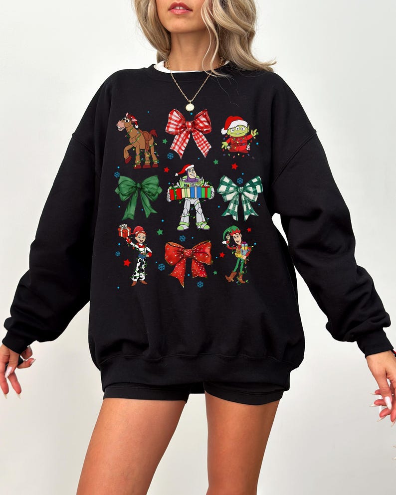 Disney Toy Story Coquette Bows Christmas Shirt, Toy Story You've Got A Friend In Me Shirt, Disney Xmas Woody Jessie Slinky Alien Buzz Tee image 2